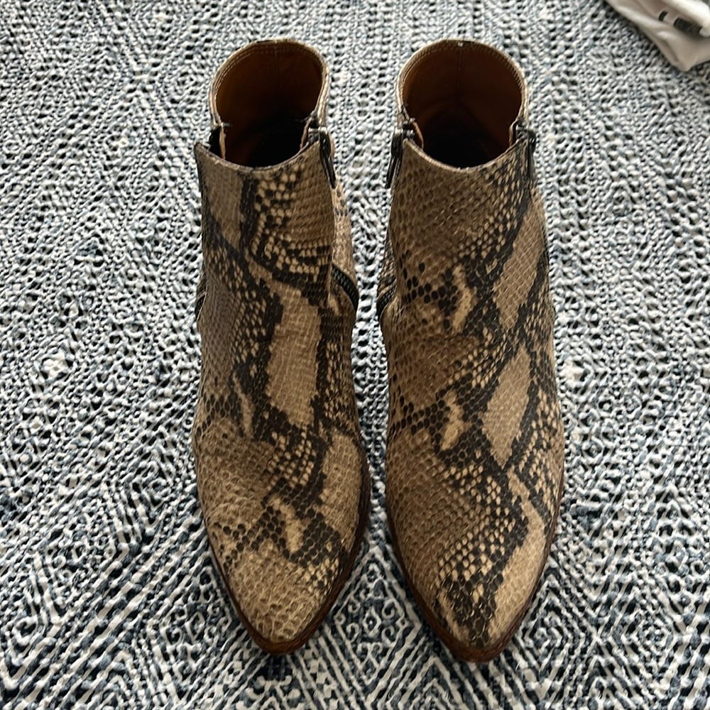 “Snake Skin”  leather ankle boots